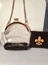 Clear Black Fleur De Lis Purse