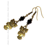 Taunusnacht - Retro Ohrringe mit Eule in bronze schwarz