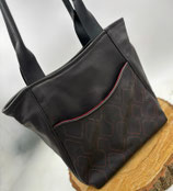 Schultertasche-Shopper Wilma echtes Leder Tiefschwarz