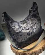 Hobo-Bag Leder  Blau-Camouflage Glitzerschimmer