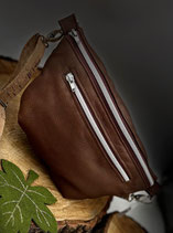 Bauchtasche / Crossbag  Braun-Hirschleder ( RV Silber)