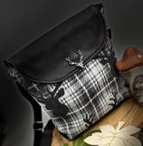 Handtasche Henriette  Hirsch/ Schwarz- (Gobelin Leder Kombi)
