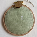 Kit Cercle à broder 10 cm - toile 12 fils - lin Vert pastel feuillage -