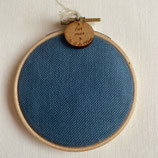kit Cercle à broder 8 cm - toile 12 fils - lin bleu nuit
