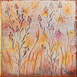 Cisza, 15 x 15 cm, technika własna na podobraziu 3 D, 2025