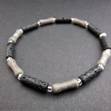 Jaspisperlen Armband grau/schwarz