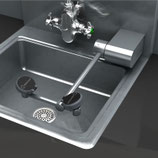 FE798 Lavado de ojos / cara, montaje en pared AutoFlow ™ 90º abatible, acero inoxidable