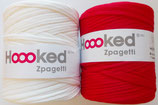 Hoooked Zpagetti Textilgarn, rot + weiß
