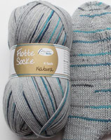 Rellana Sockenwolle, 100g, 4-fach, grau mit blau