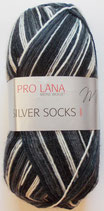 Pro Lana Sockenwolle, 100g, 4-fach, grau-schwarz-weiß gemustert