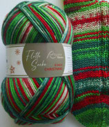 Rellana Sockenwolle "Christmas", 150g, 6-fach, grün-rot-weiß
