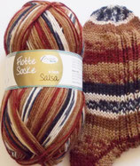 Rellana Sockenwolle, 150g, 6-fach, braun-weiß-schwarz