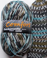 Comfort Sockenwolle, 150g, 6-fach, oliv-braun-hellblau