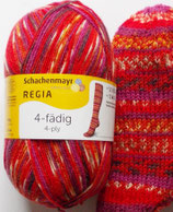 Regia Sockenwolle, 100g, 4-fach, rot-lila-orange