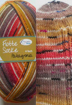 Rellana Sockenwolle, 100g, 4-fach, braun-orange-senf