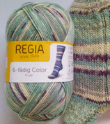 Regia Sockenwolle, 150g, 6-fach, hellgrün-hellgrau-braun-natur