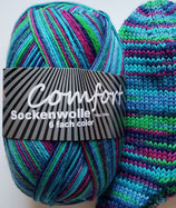 Comfort Sockenwolle, 150g, 6-fach, blau-grün-beere