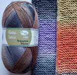 Rellana Sockenwolle, 100g, 4-fach, braun-grau-flieder-orange