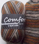 Comfort Sockenwolle, 100g, 4-fach, grau-braun