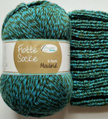 Rellana Sockenwolle, 150g, 6-fach, dunkelgrün-türkis mouliné