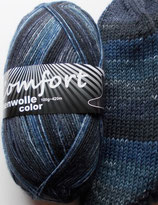 Comfort Sockenwolle, 100g, 4-fach, dunkle blau Töne mit schwarz