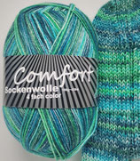 Comfort Sockenwolle, 100g, 4-fach, grün + blau Töne