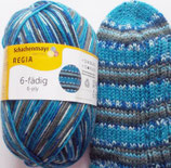 Regia Sockenwolle, 150g, 6-fach, blau Töne mit schlamm