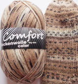 Comfort Sockenwolle, 100g, 4-fach, braun-beige mit Sprenkeln