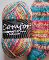 Comfort Sockenwolle, 100g, 4-fach, blau-pink-gelb-orange