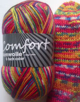 Comfort Sockenwolle, 150g, 6-fach, pink-gelb-bunt
