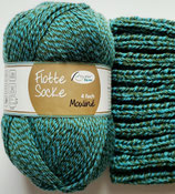 Rellana Sockenwolle, 100g, 4-fach, dunkelgrün-türkis mouliné