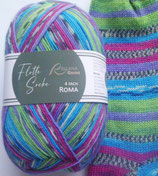 Rellana Sockenwolle, 100g, 4-fach, grün-lila-pink-türkis