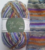 Rellana Sockenwolle, 100g, 4-fach, grau-braun-lila-blau