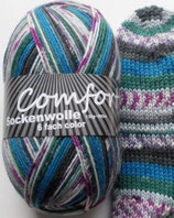 Comfort Sockenwolle, 150g, 6-fach, blau-grün-bunt