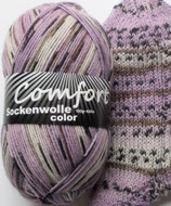Comfort Sockenwolle, 100g, 4-fach, flieder mit Sprenkeln