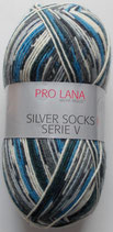 Pro Lana Sockenwolle, 100g, 4-fach, blau-grau-weiß gemustert