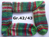 dicke Socken, Gr.42/43, grün-rot-weiß