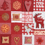 SERVILLETA NAVIDAD TEXTURA CUADROS ROJOS