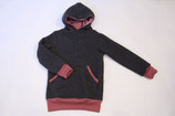 Kapuzenpullover Merinofleece Bio dunkelgrau/ altrosa