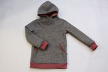 Kapuzenpullover Alpaka/ Merino grau/ altrosa
