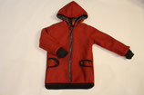 Walkjacke gefüttert Wollfleece Bio kbT GOTS rot/ anthrazit
