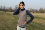 Rollkragenpullover Merino latte/ blau
