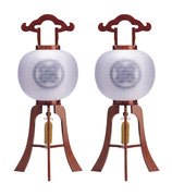 ④盆提灯 けやき 大内提灯（１対）