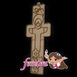 VITRAL CRUZ JESUS CON FLORES