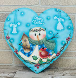 PLACA CORAZON SNOWMAN AZUL
