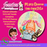 PLACA GNOMO CON CONEJO