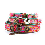 DWAM Boho Halsband & Leine Set rosa / pink