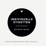 Individuelle Gewürzetiketten KLASSIK + farbige HERZEN - RUND - BLACK- wasserfest - 30mm (20er oder 40er Set)