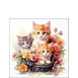 Servietten Kittens in basket 25cm