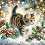 Servietten "Cute Cat in Snow" 33cm